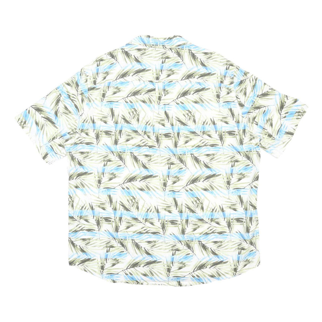 CHAPS Mens Blue & Green Cotton Short Sleeve Shirt 2XL Printed Casual Summer