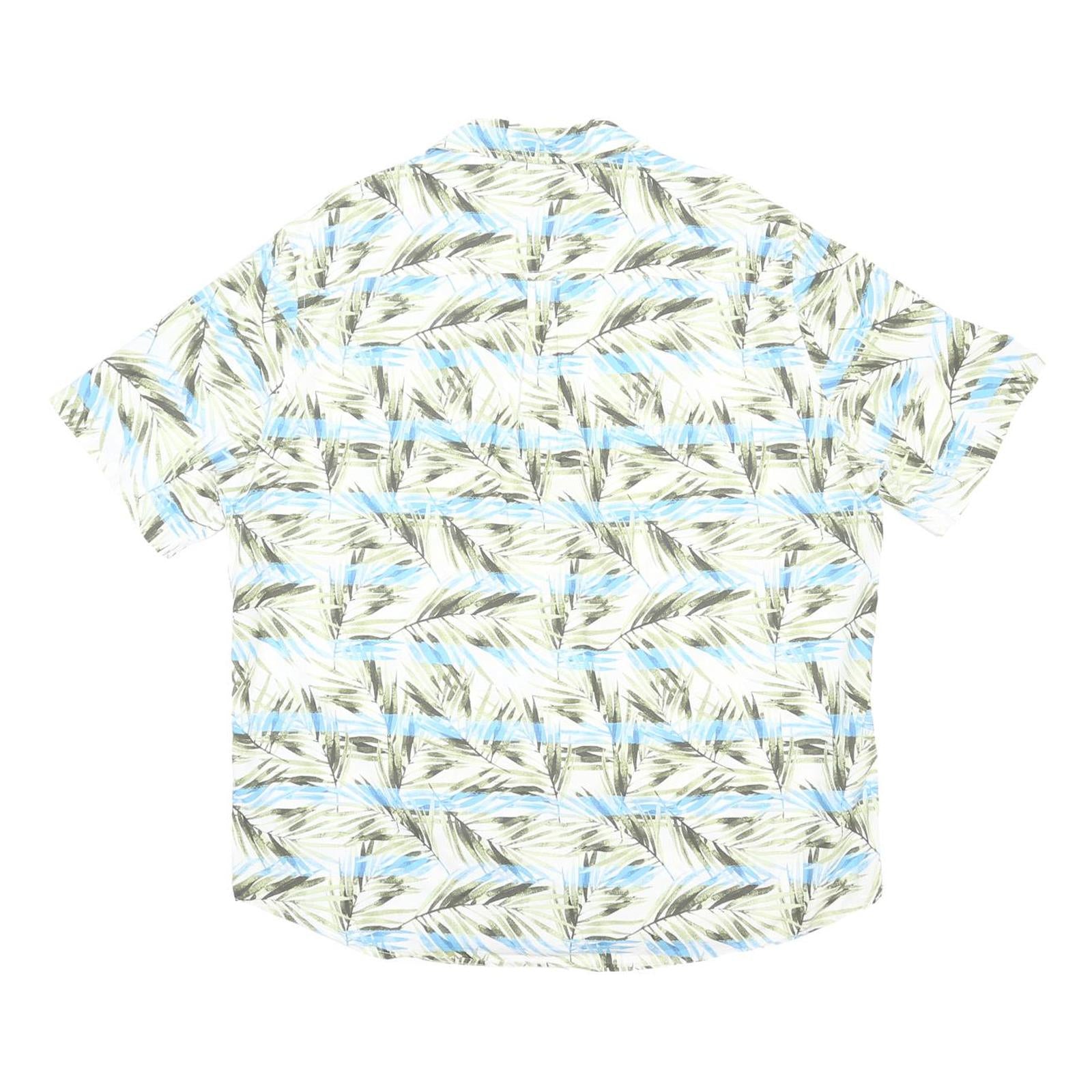 CHAPS Mens Blue & Green Cotton Short Sleeve Shirt 2XL Printed Casual Summer
