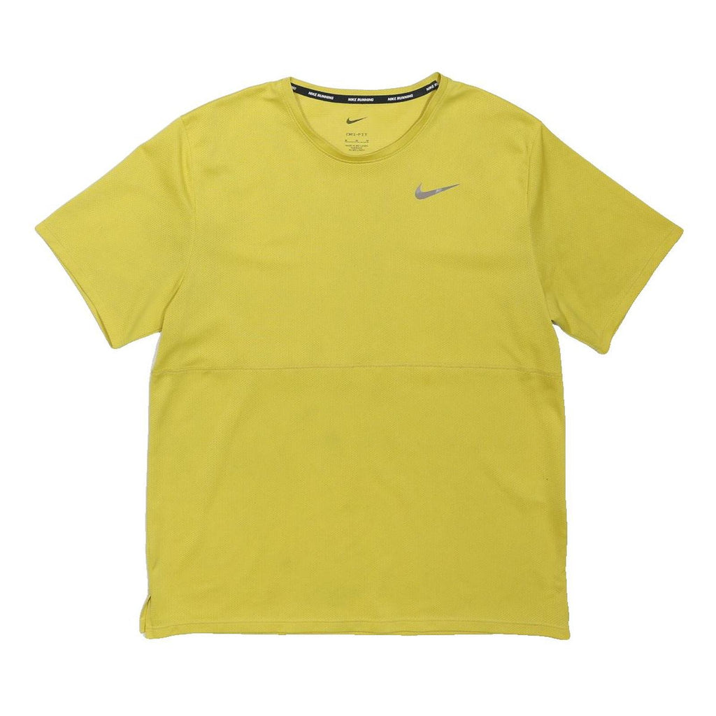 NIKE Mens Yellow Athletic T-Shirt M Short Sleeve Crew Neck Running Gym Top
