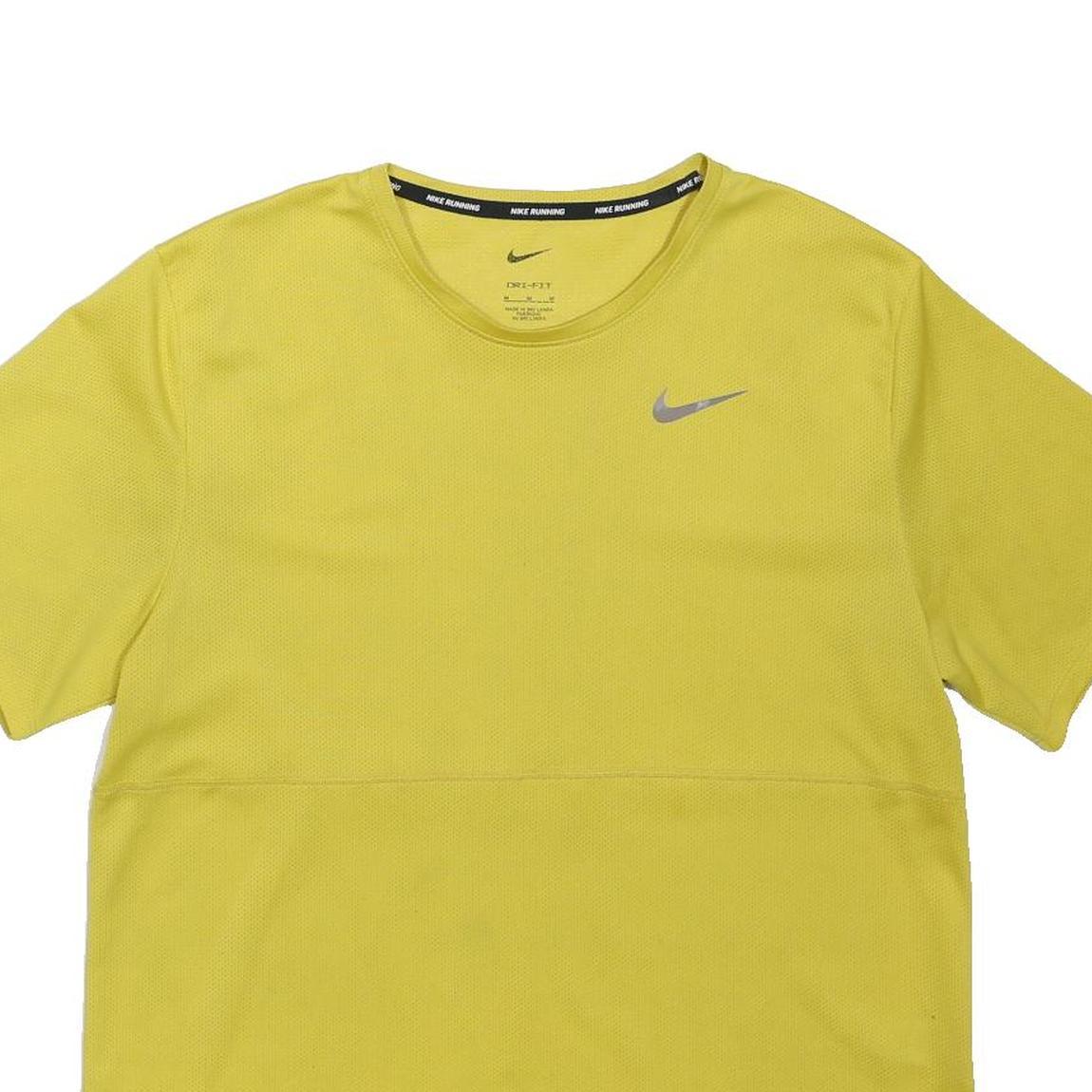 NIKE Mens Yellow Athletic T-Shirt M Short Sleeve Crew Neck Running Gym Top