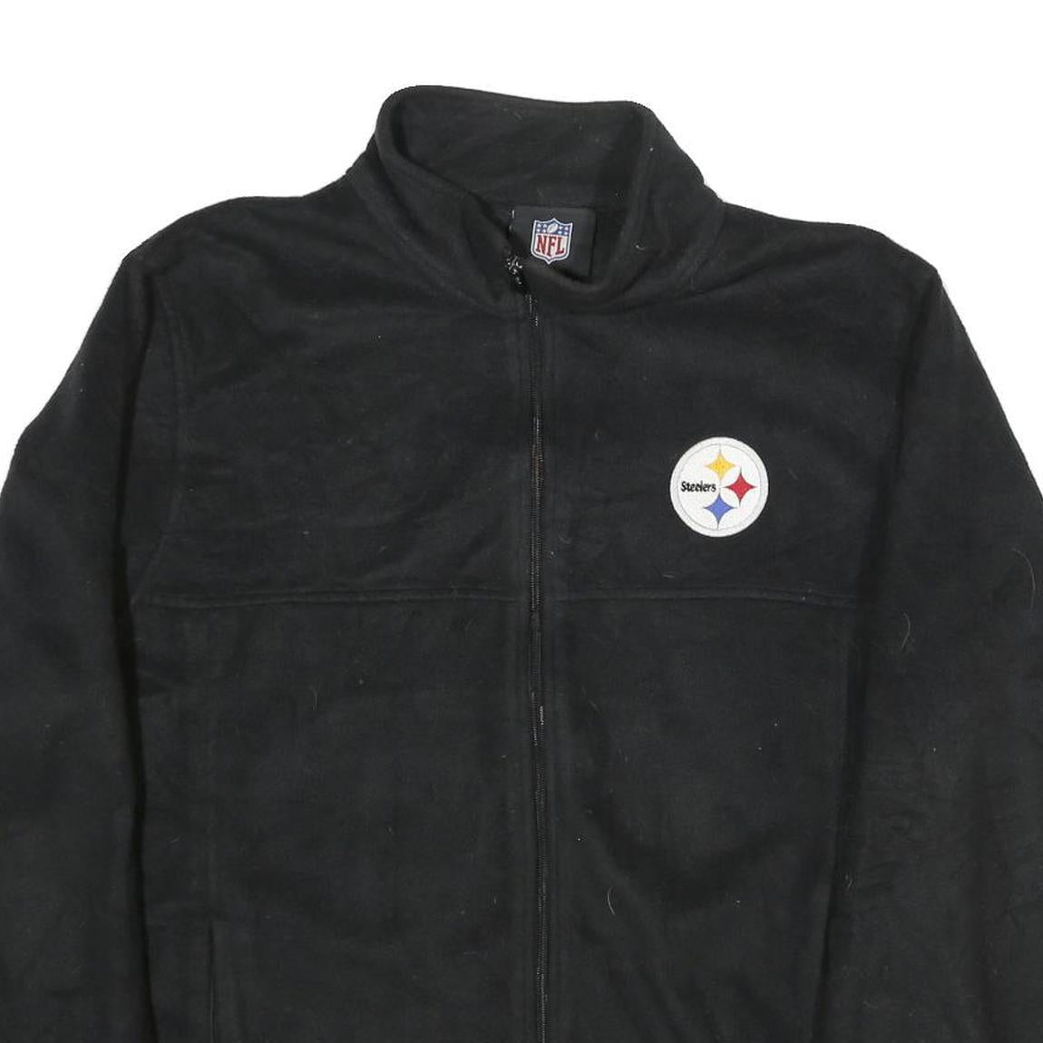 NFL Mens Black Steelers Cotton Jacket L Zip Plain Casual Sportswear