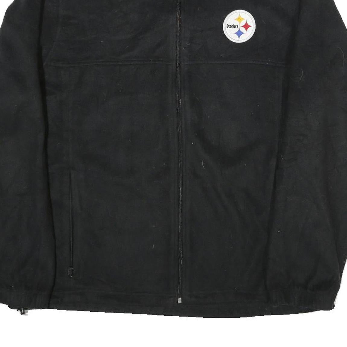 NFL Mens Black Steelers Cotton Jacket L Zip Plain Casual Sportswear
