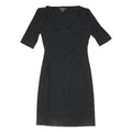LAUREN RALPH LAUREN Womens Black Day Polyester Blend Plain Short Sleeve Knee
