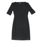 LAUREN RALPH LAUREN Womens Black Day Polyester Blend Plain Short Sleeve Knee