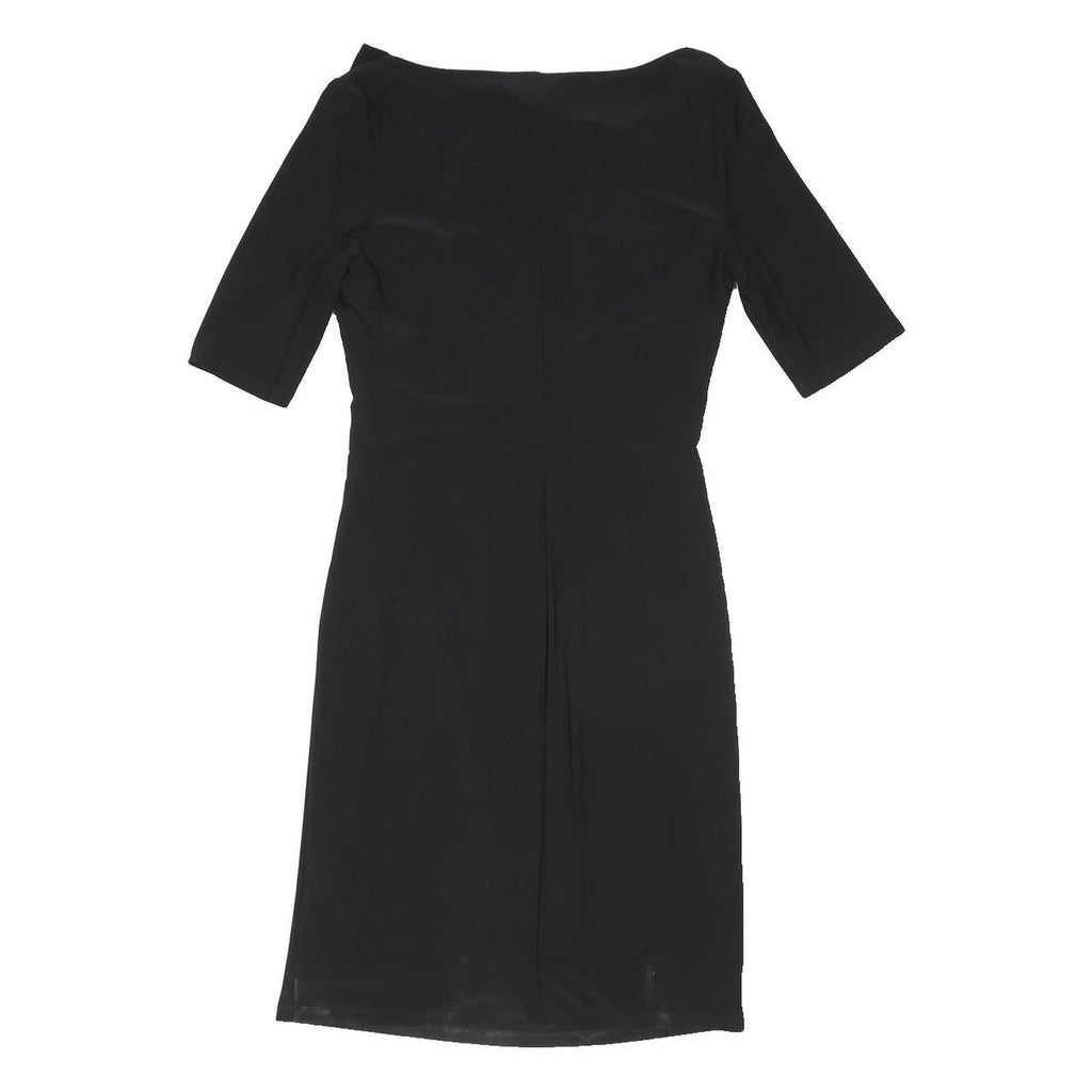 LAUREN RALPH LAUREN Womens Black Day Polyester Blend Plain Short Sleeve Knee