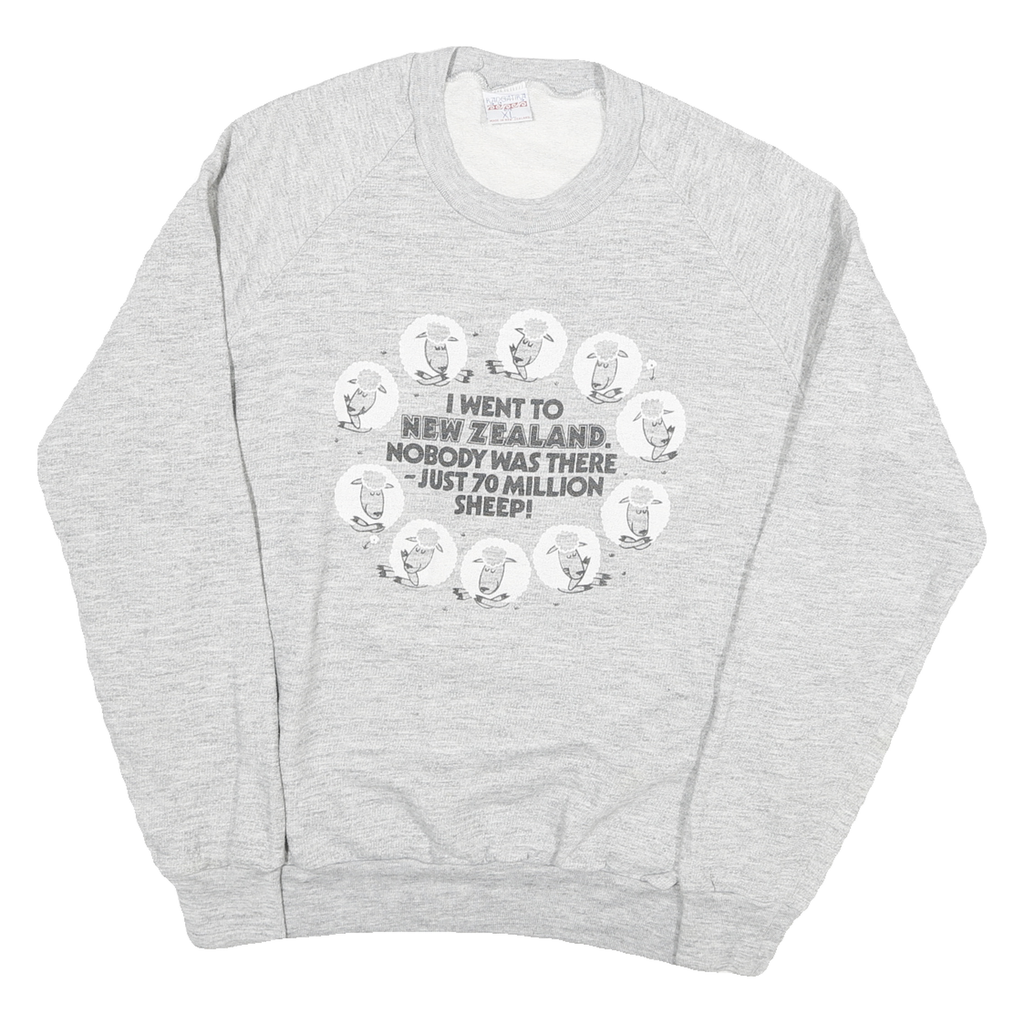 RANCATIRA Womens Grey XL Cotton Blend Crew Neck Sweatshirt Sheep Graphic