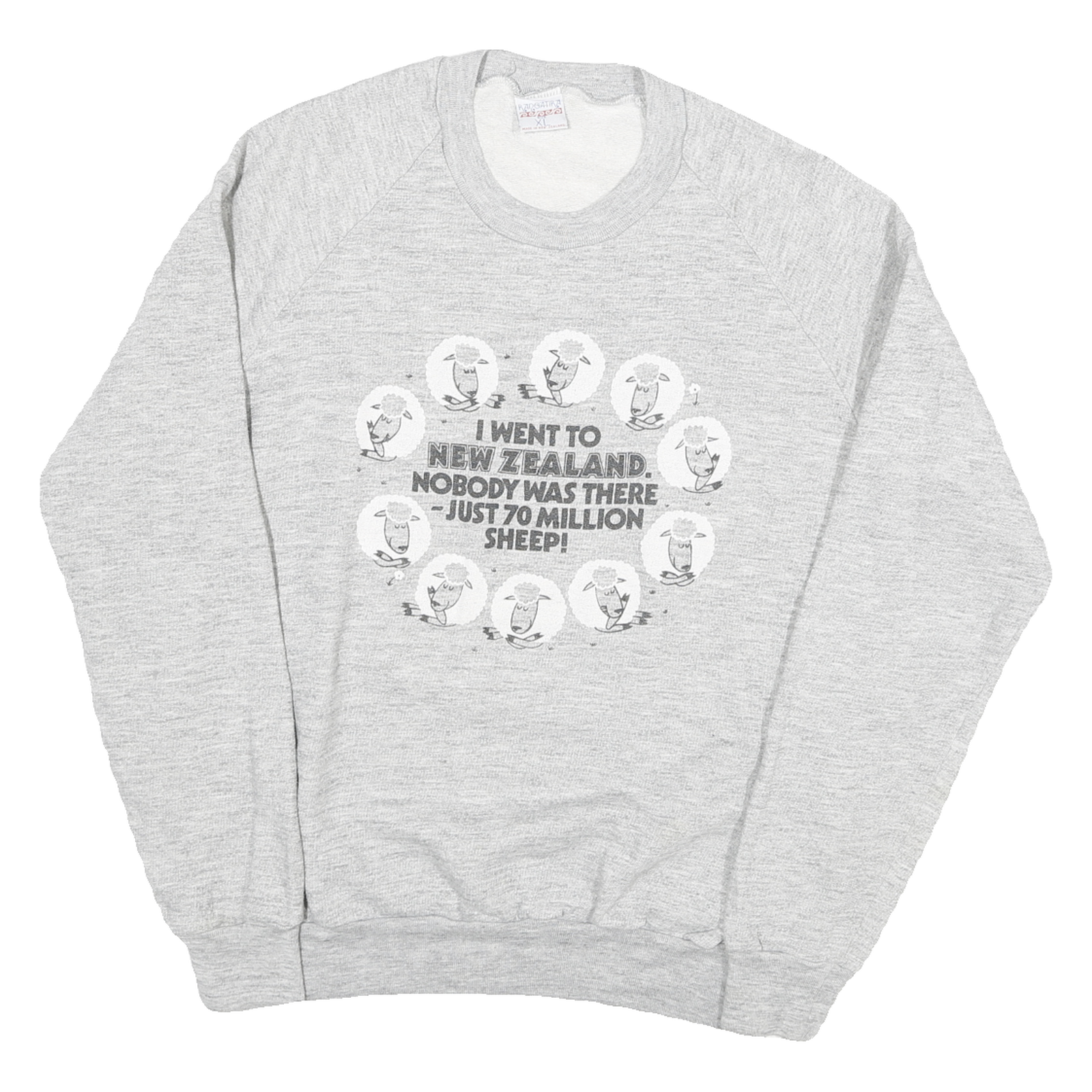RANCATIRA Womens Grey XL Cotton Blend Crew Neck Sweatshirt Sheep Graphic