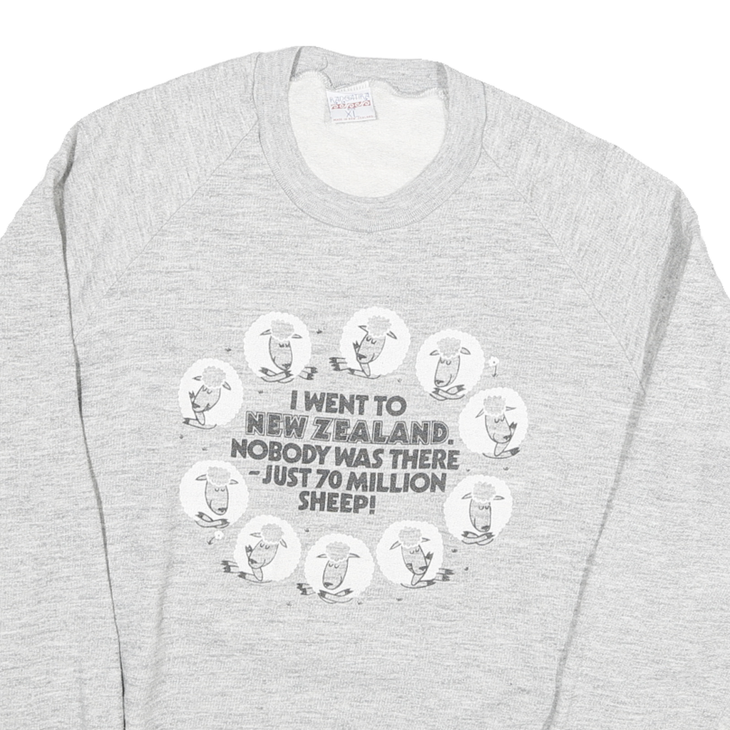 RANCATIRA Womens Grey XL Cotton Blend Crew Neck Sweatshirt Sheep Graphic