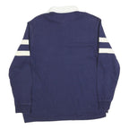 ST JOHNS BAY Mens Blue & White Long Sleeve Striped M Cotton Blend Polo Shirt