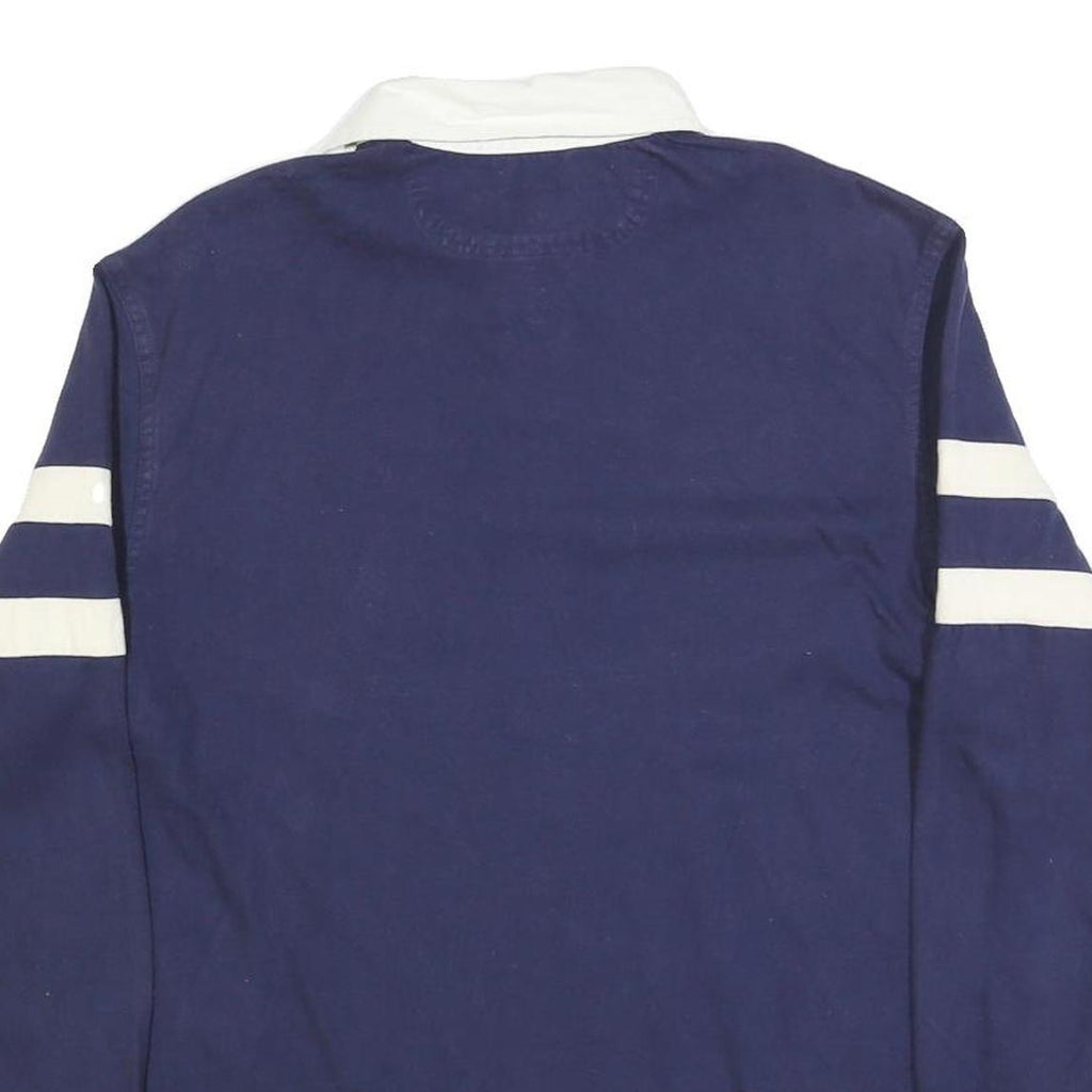 ST JOHNS BAY Mens Blue & White Long Sleeve Striped M Cotton Blend Polo Shirt