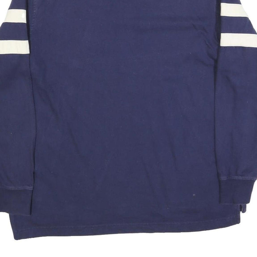 ST JOHNS BAY Mens Blue & White Long Sleeve Striped M Cotton Blend Polo Shirt