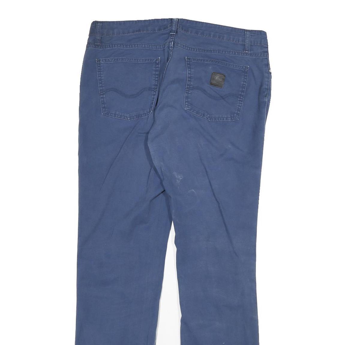 CARHARTT Mens Cotton Blend Navy Regular Straight Trousers W33 L32 Workwear Zip