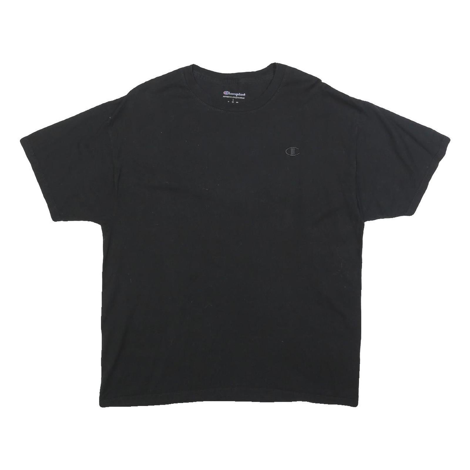 CHAMPION Mens Black Crew Neck Short Sleeve Logo Graphic T-Shirt L