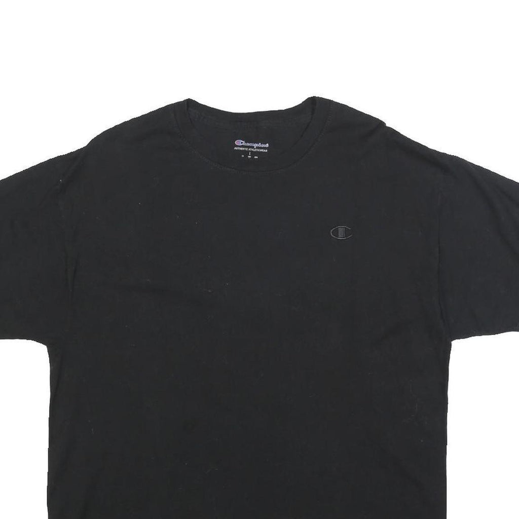 CHAMPION Mens Black Crew Neck Short Sleeve Logo Graphic T-Shirt L