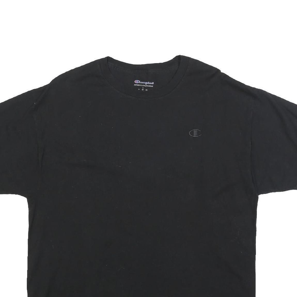 CHAMPION Mens Black Crew Neck Short Sleeve Logo Graphic T-Shirt L