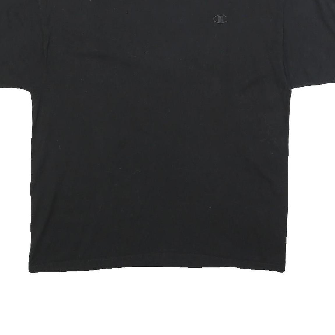 CHAMPION Mens Black Crew Neck Short Sleeve Logo Graphic T-Shirt L