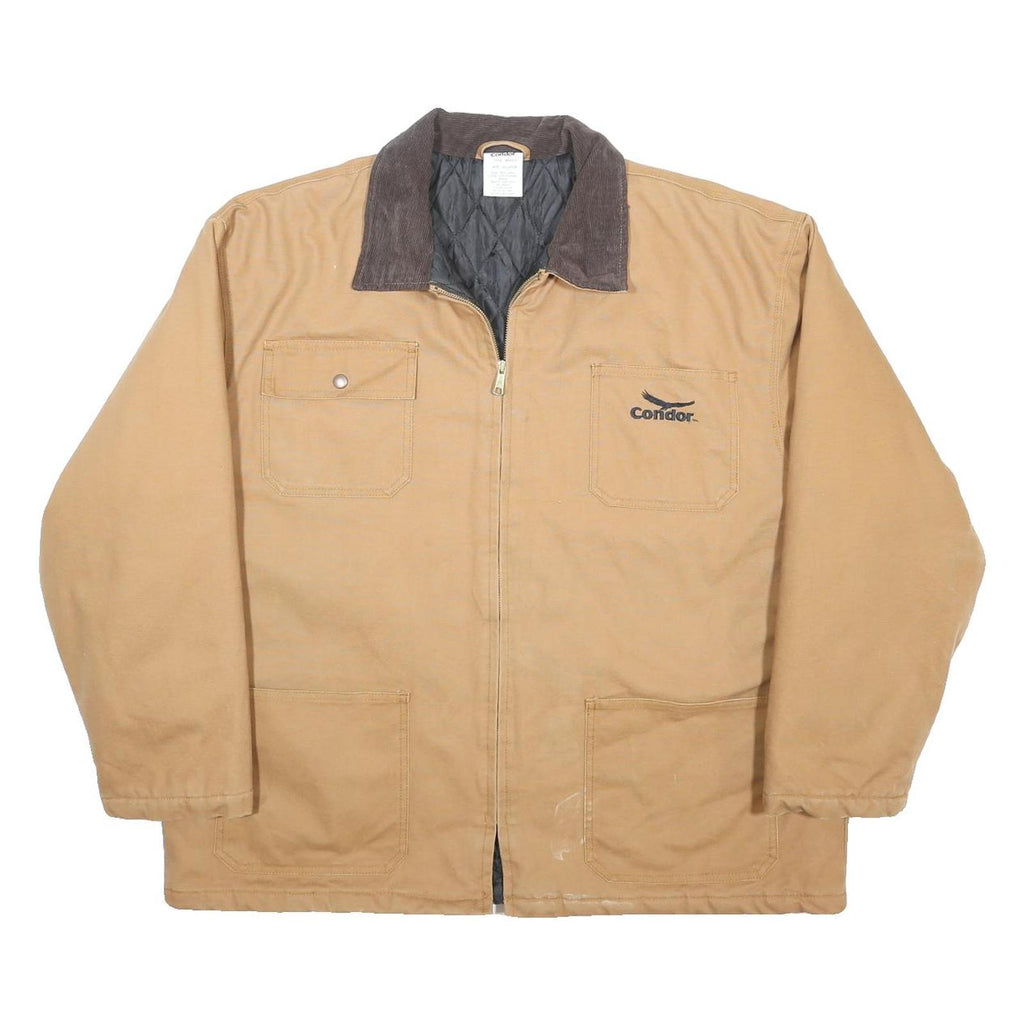 CONDOR Mens Beige & Brown Cotton Workwear Jacket 2XL Zip Closure Quilted Pocket