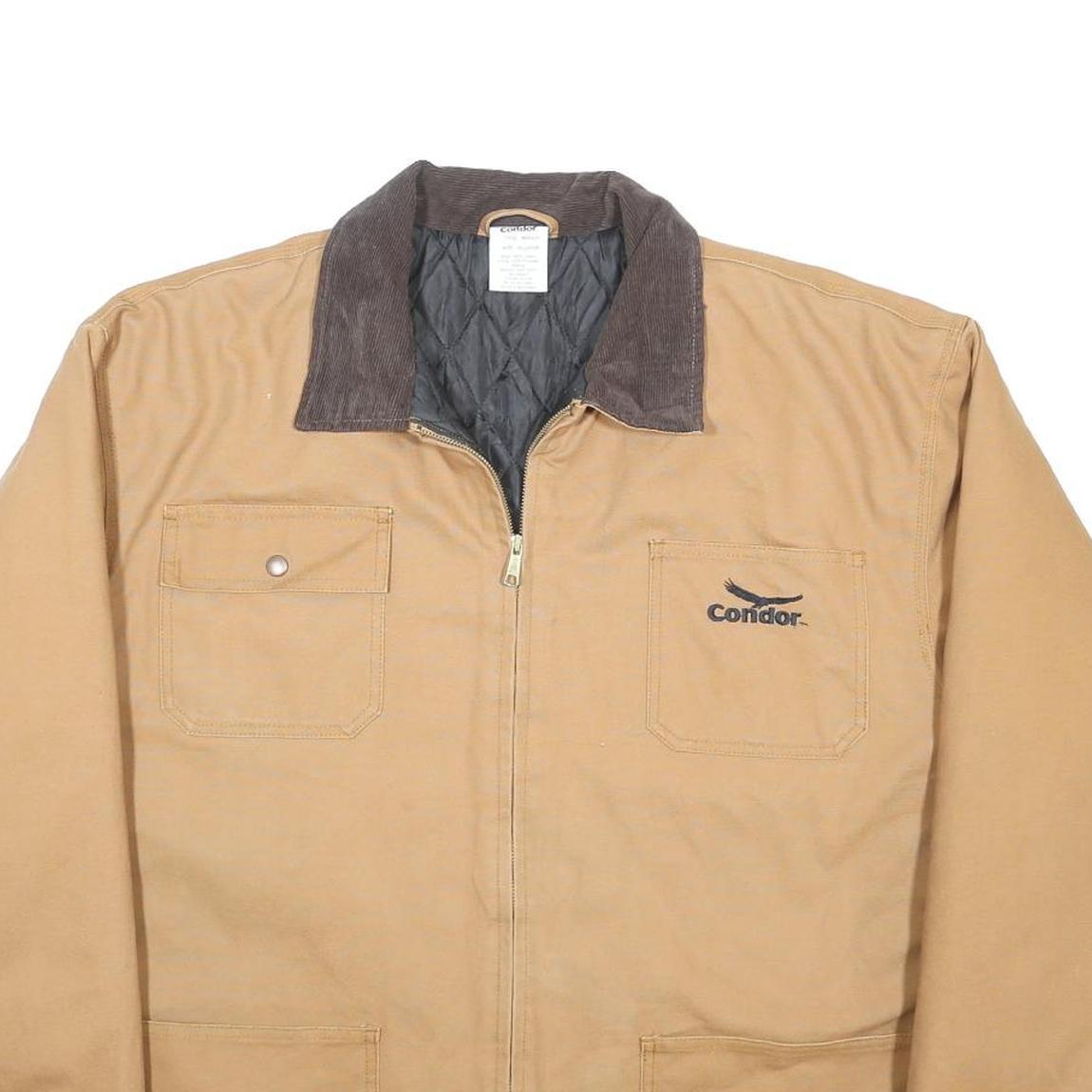 CONDOR Mens Beige & Brown Cotton Workwear Jacket 2XL Zip Closure Quilted Pocket