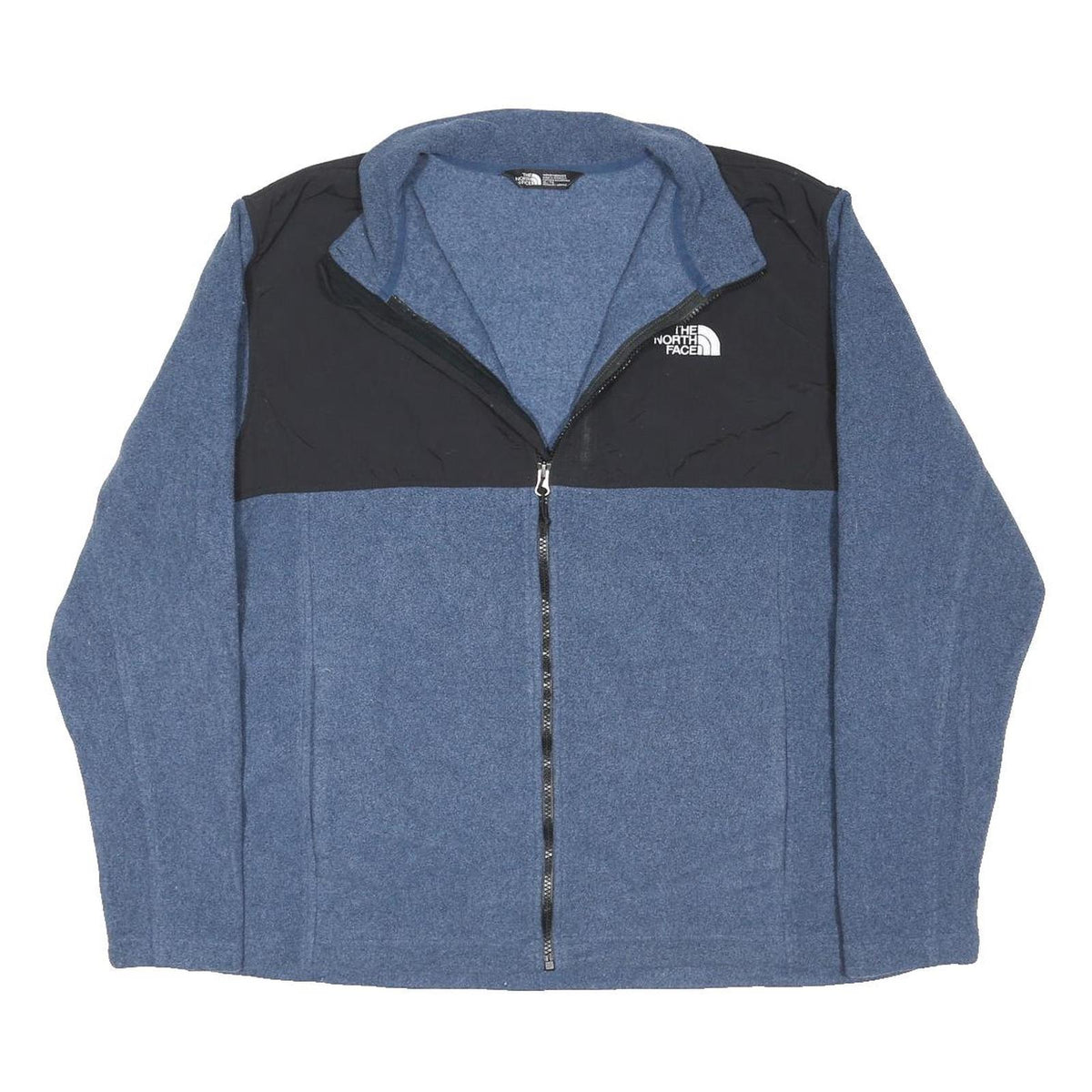 THE NORTH FACE Mens Blue & Black Jacket XL Polyester Blend Zip Fleece Panelled