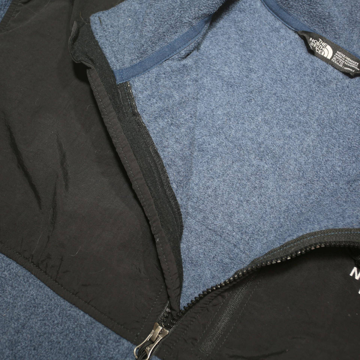THE NORTH FACE Mens Blue & Black Jacket XL Polyester Blend Zip Fleece Panelled