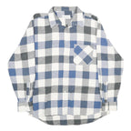RENATO CAVALLI Mens Blue & Grey Check Shirt L Cotton Long Sleeve Casual Classic