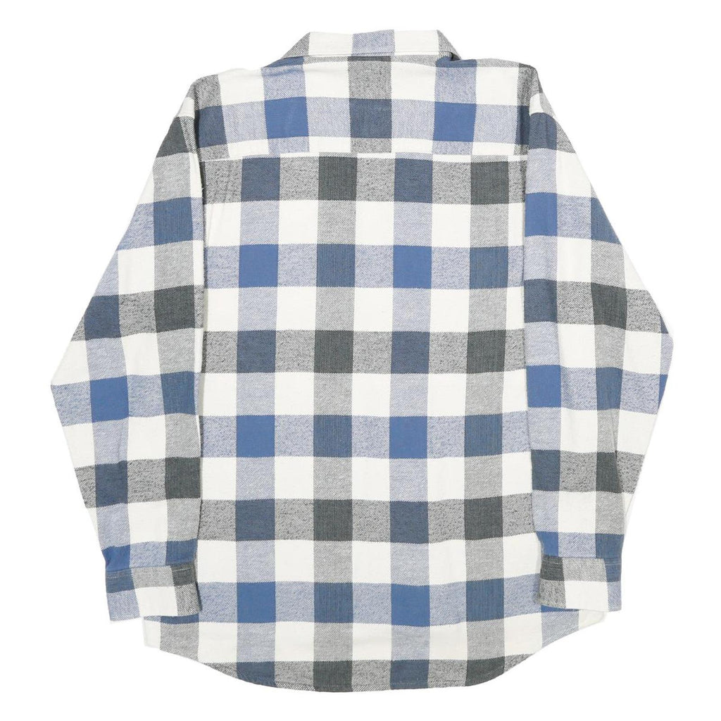 RENATO CAVALLI Mens Blue & Grey Check Shirt L Cotton Long Sleeve Casual Classic