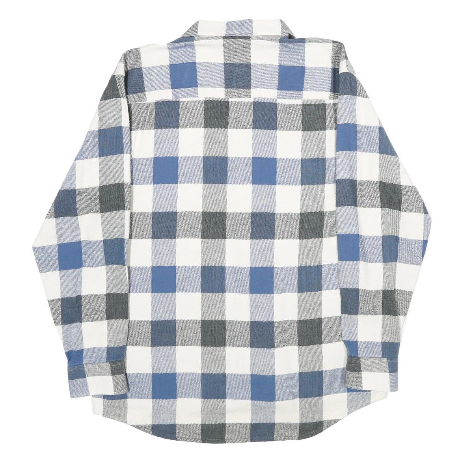 RENATO CAVALLI Mens Blue & Grey Check Shirt L Cotton Long Sleeve Casual Classic