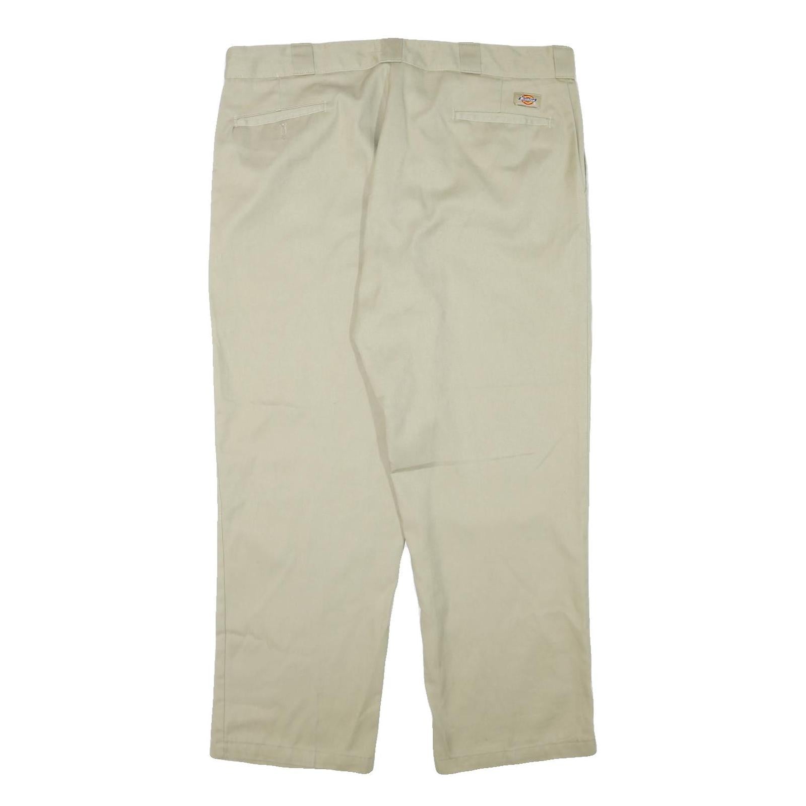DICKIES Mens Cotton Blend Beige Regular Fit Straight Leg Trousers W38 L29