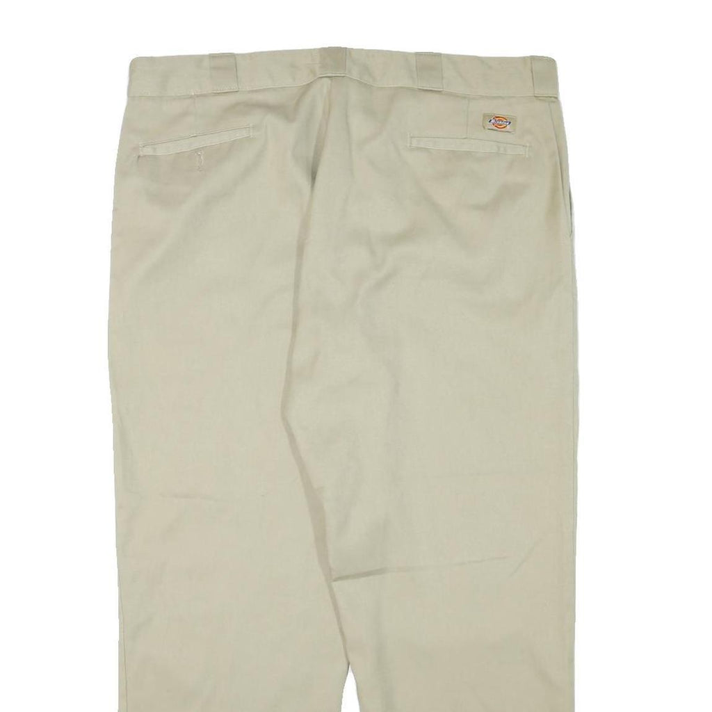 DICKIES Mens Cotton Blend Beige Regular Fit Straight Leg Trousers W38 L29