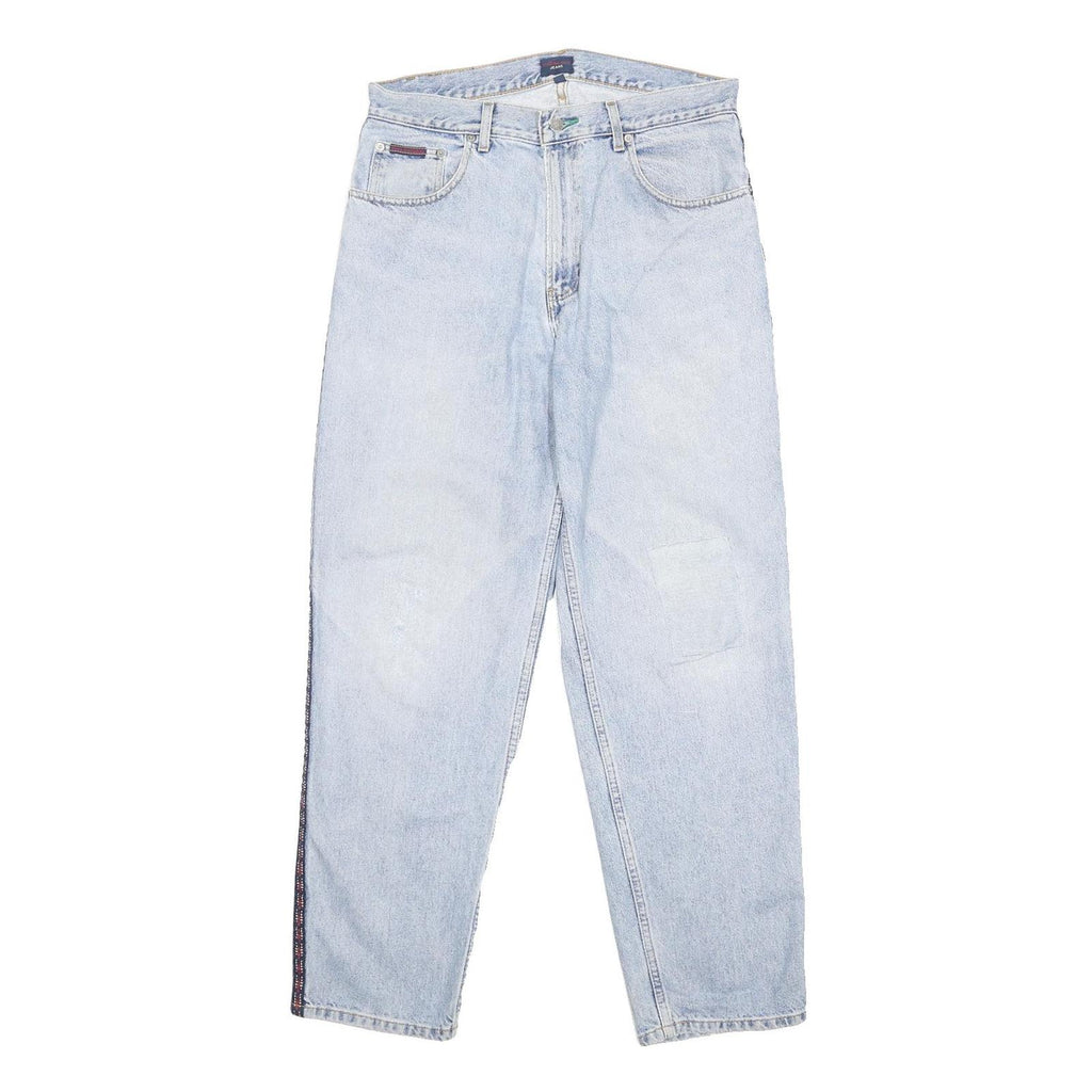 TOMMY JEANS Mens Relaxed Light Blue Denim Jeans W34 L32 Button Cotton Blend