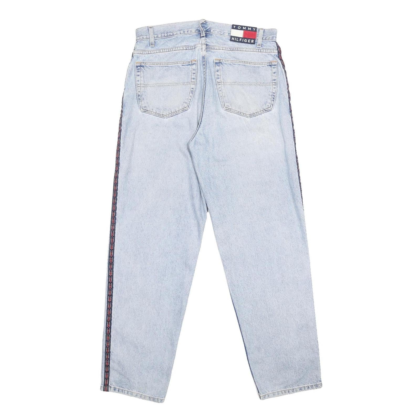 TOMMY JEANS Mens Relaxed Light Blue Denim Jeans W34 L32 Button Cotton Blend