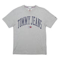 TOMMY JEANS Mens Grey Graphic Print T-Shirt S Short Sleeve Crew Neck Cotton