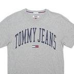 TOMMY JEANS Mens Grey Graphic Print T-Shirt S Short Sleeve Crew Neck Cotton