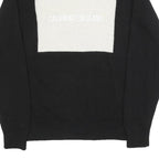 CALVIN KLEIN JEANS Mens Black White Logo Patterned Wool Blend Jumper M Crew Neck