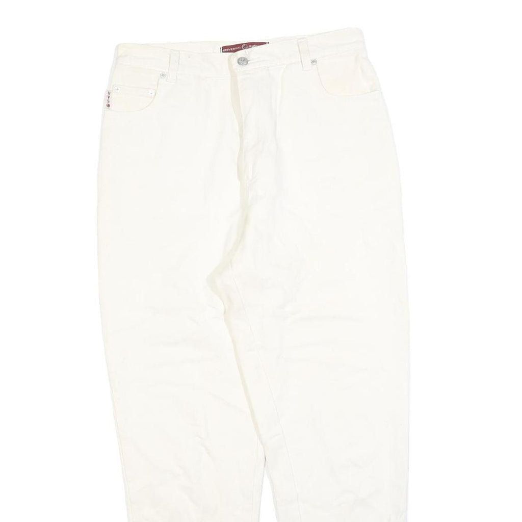 UNIVERSAL Womens Slim White Jeans Cotton Blend W30 L28 Classic Straight Zip