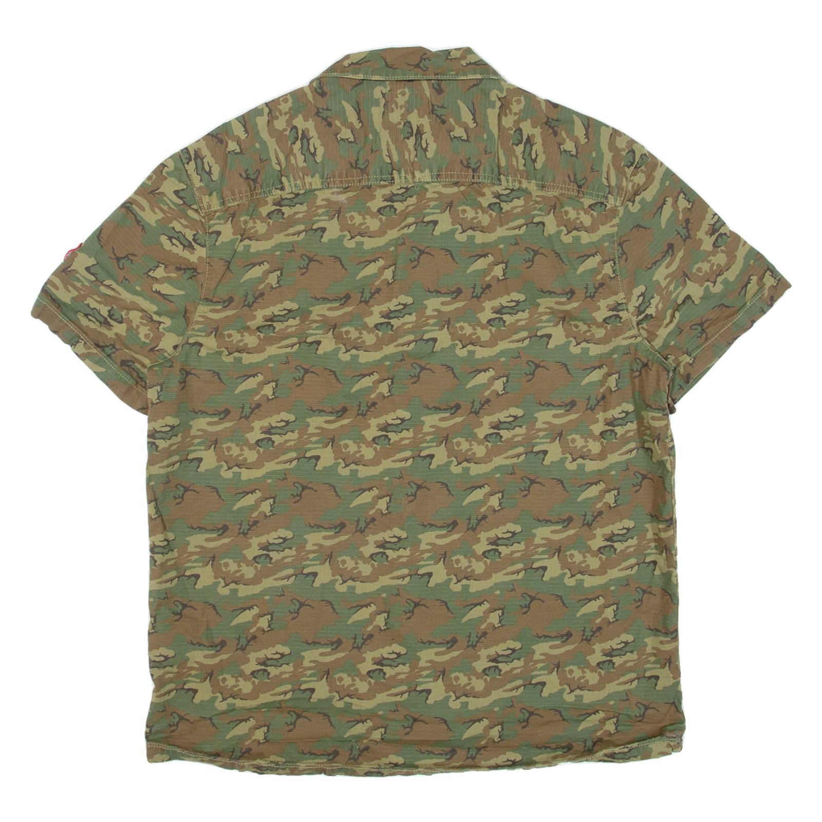 GUESS Mens Shirt Green Camouflage M
