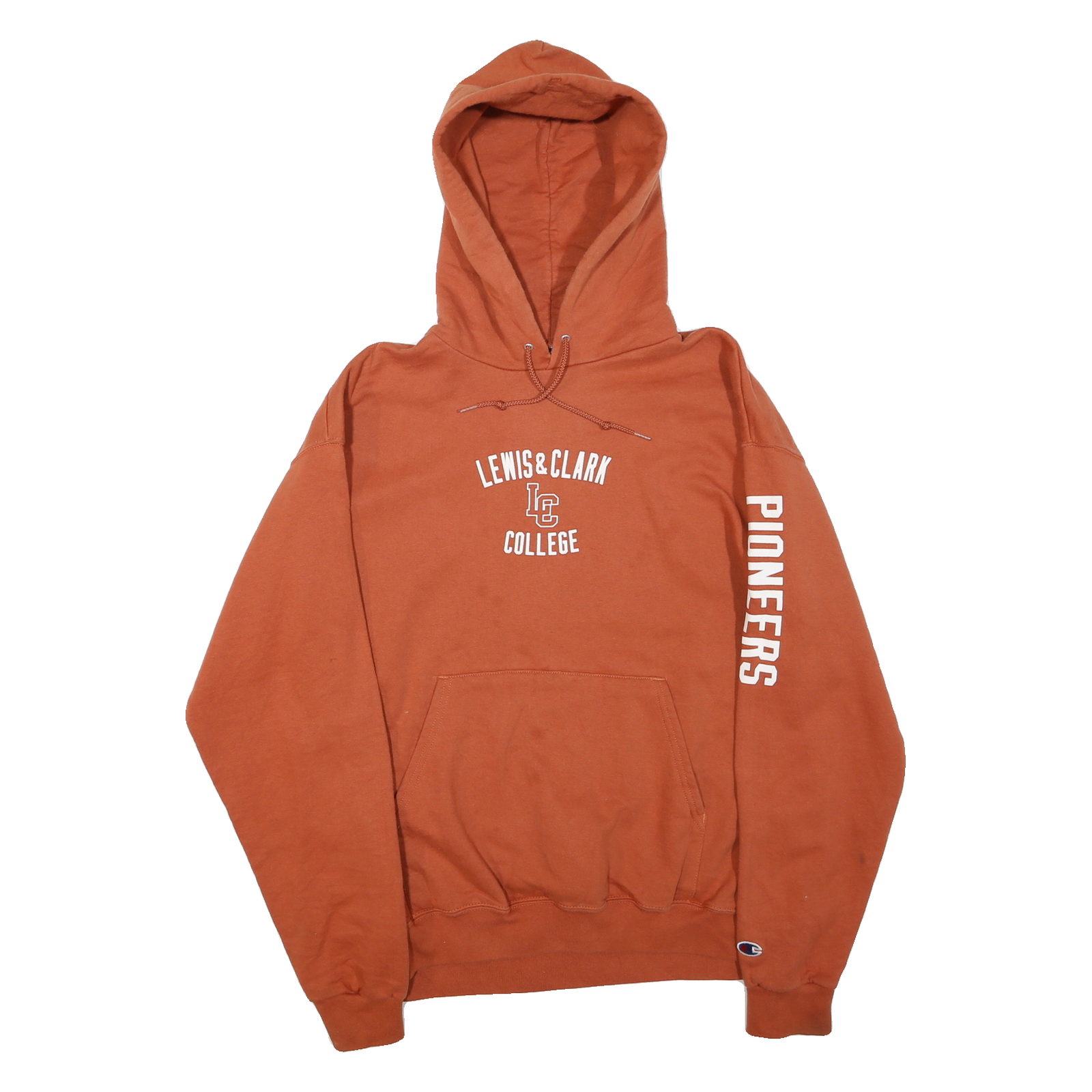 CHAMPION Mens Rust Lewis & Clark College Pullover Hoodie L Casual Sportswear