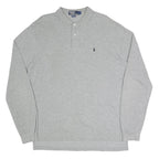 POLO RALPH LAUREN Mens Grey Long Sleeve Plain L Cotton Blend Polo Shirt