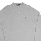 POLO RALPH LAUREN Mens Grey Long Sleeve Plain L Cotton Blend Polo Shirt