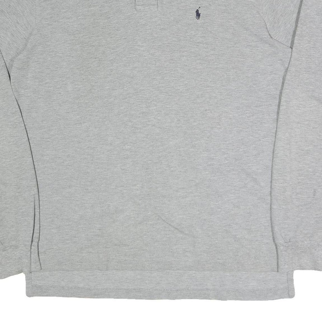 POLO RALPH LAUREN Mens Grey Long Sleeve Plain L Cotton Blend Polo Shirt