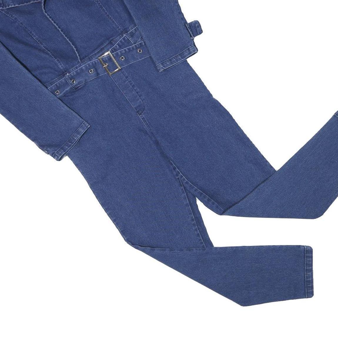 MEBON Womens Blue Denim Playsuit Belted Cotton Blend M Stylish Casual