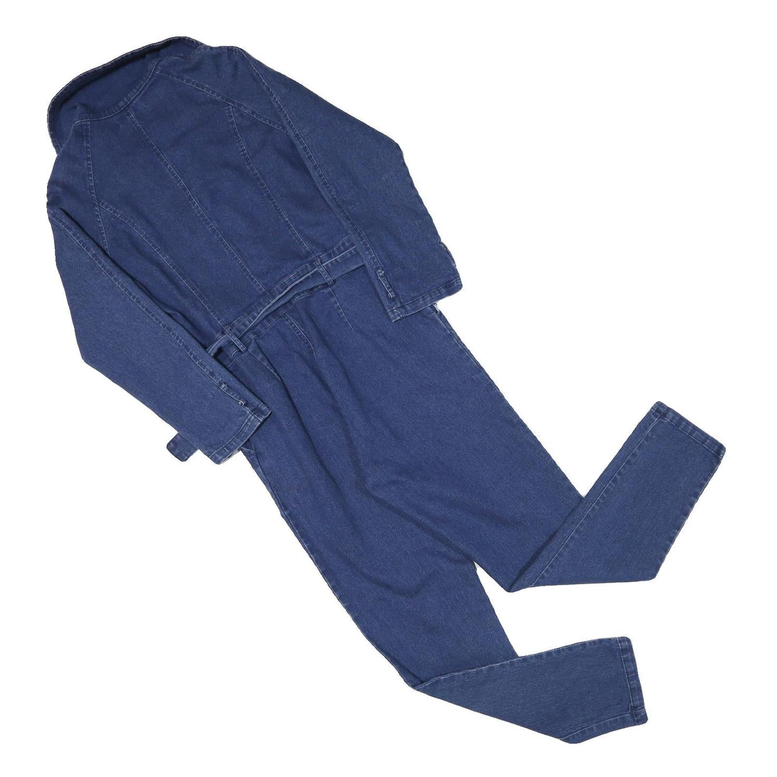 MEBON Womens Blue Denim Playsuit Belted Cotton Blend M Stylish Casual