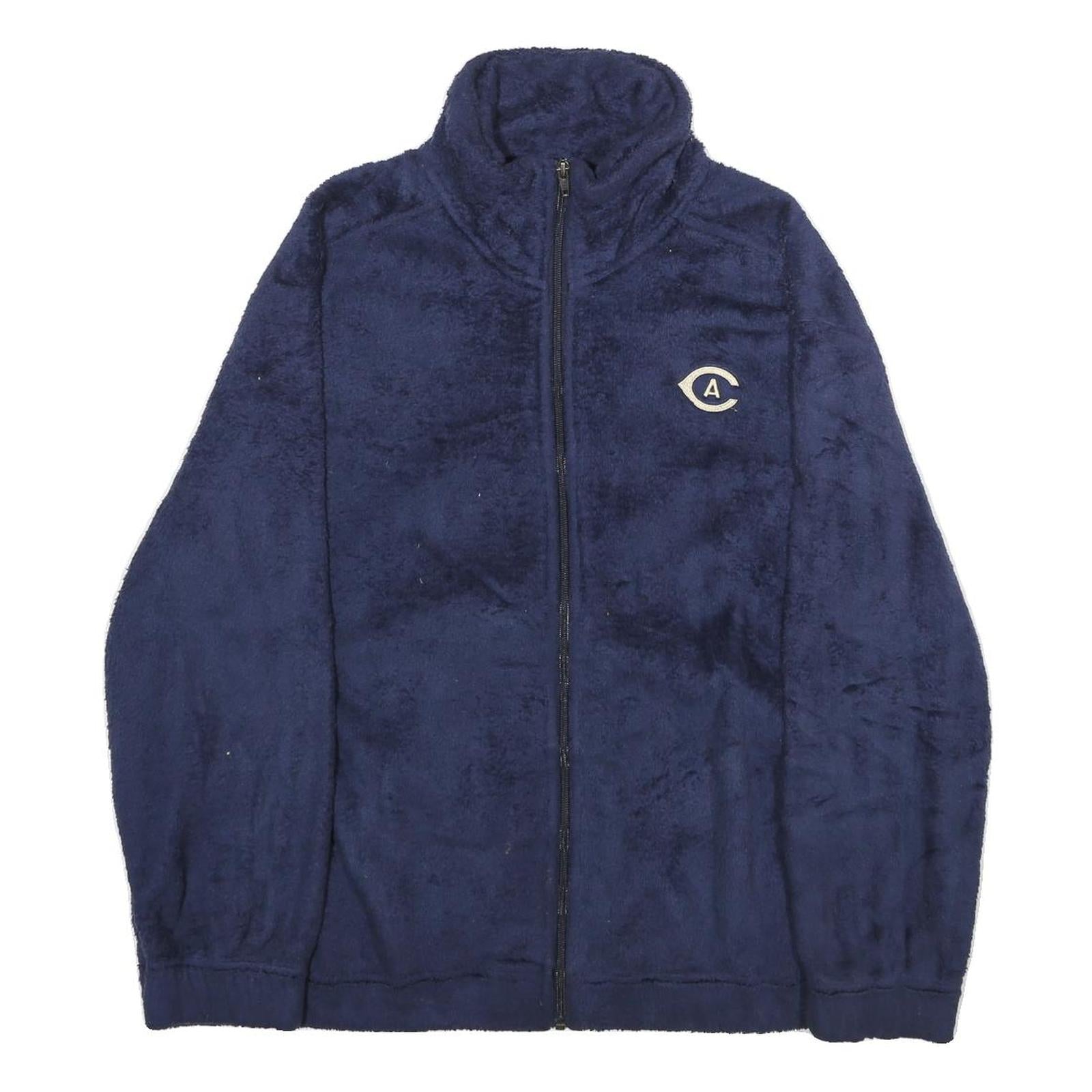 CHAMPION Womens Navy Blue Zip Jacket L Polyester Casual Warm Fleece