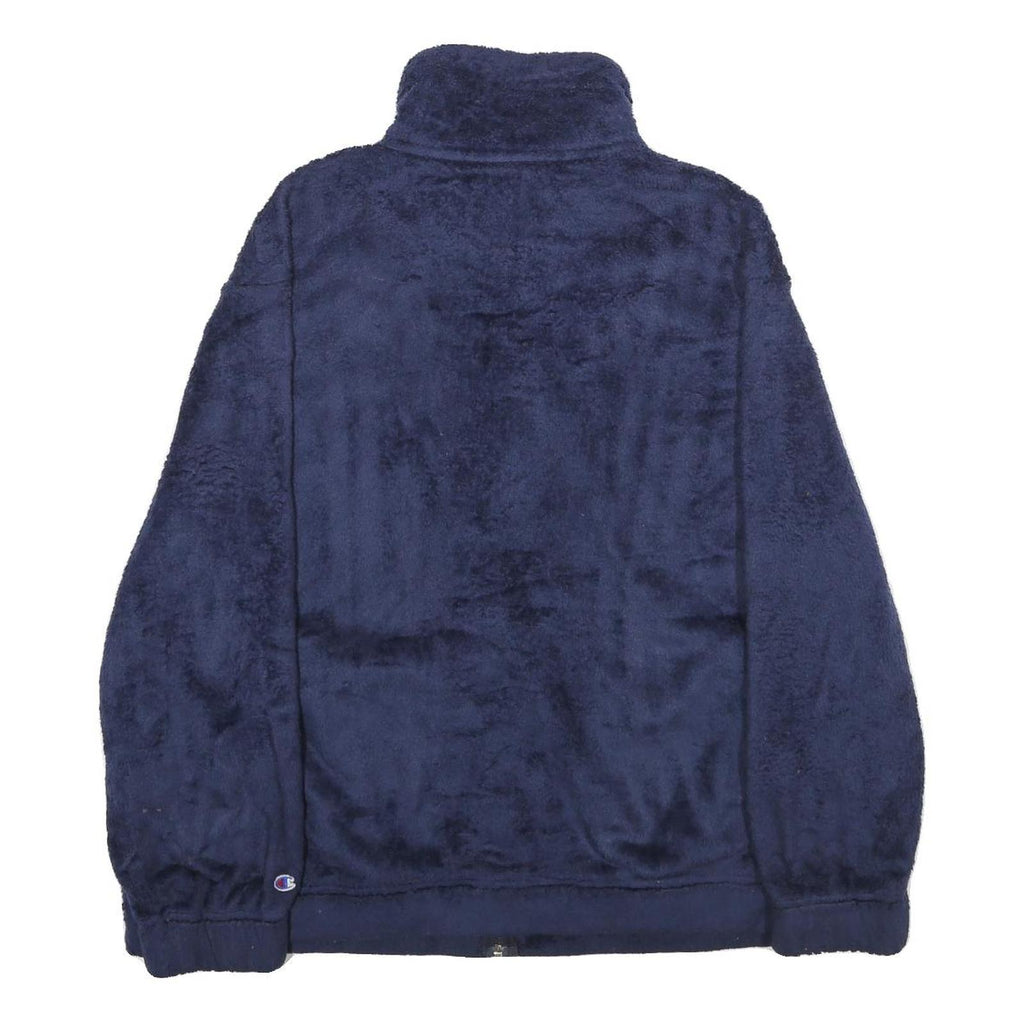 CHAMPION Womens Navy Blue Zip Jacket L Polyester Casual Warm Fleece