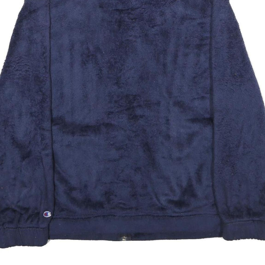 CHAMPION Womens Navy Blue Zip Jacket L Polyester Casual Warm Fleece