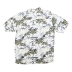 CHEROKEE Mens White & Green Printed Rayon Shirt M Tropical Palm Print