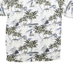 CHEROKEE Mens White & Green Printed Rayon Shirt M Tropical Palm Print