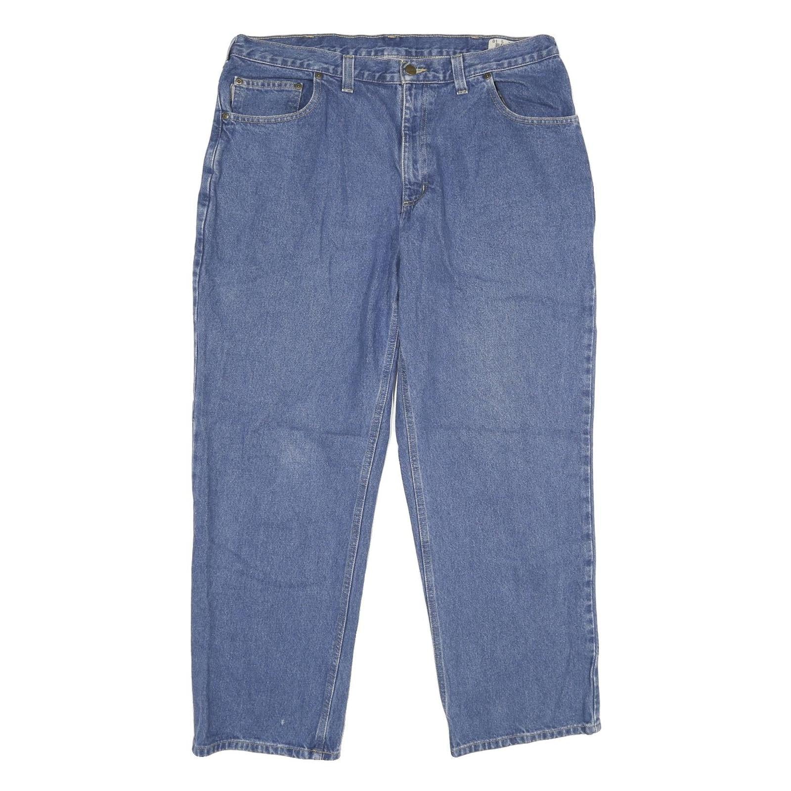 CARHARTT Mens Jeans Blue Relaxed Straight Denim Medium W38 L30 Workwear Zip