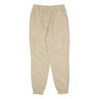 Beige Womens Relaxed Cotton Blend Cargo Trousers W28 L28 Elasticated Waist