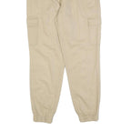 Beige Womens Relaxed Cotton Blend Cargo Trousers W28 L28 Elasticated Waist